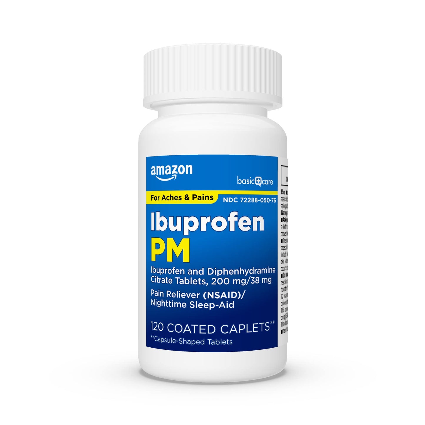 Amazon Basic Care Ibuprofen PM, Ibuprofen 200 mg and Diphenhydramine Citrate 38 mg Tablets, Pain Reliever and Nighttime Sleep-Aid, 120 Count (Pack of 2)