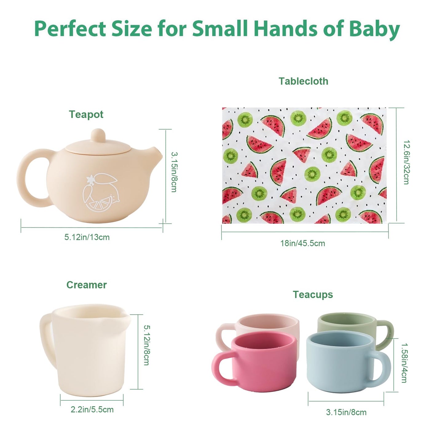 Smartwo Silicone Tea Set for Toddlers Aged 0+ Months,Real or Play Tea Party Set for Kids,Non-Toxic Baby Kitchen Toys,Cute Morandi Children Gift Suitable for Little Girl Boy(with Washable Cloth Napkin)