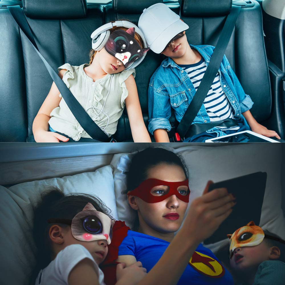 Tphon Sleep Mask for Adult Kids Boys Girls Funny Blindfolds Soft Cute Animal Sleeping Masks with Adjustable Strap for Travel Naps Shift Works Games