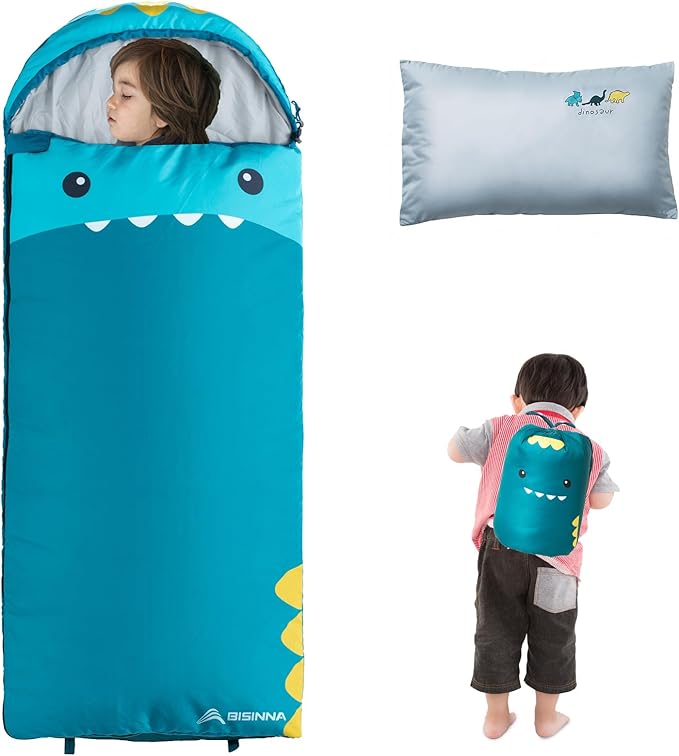 BISINNA Kids Sleeping Bag for Boys Girls with Pillow 3 Season Camping Sleeping Bag Portable for Children Hiking Backpackin...