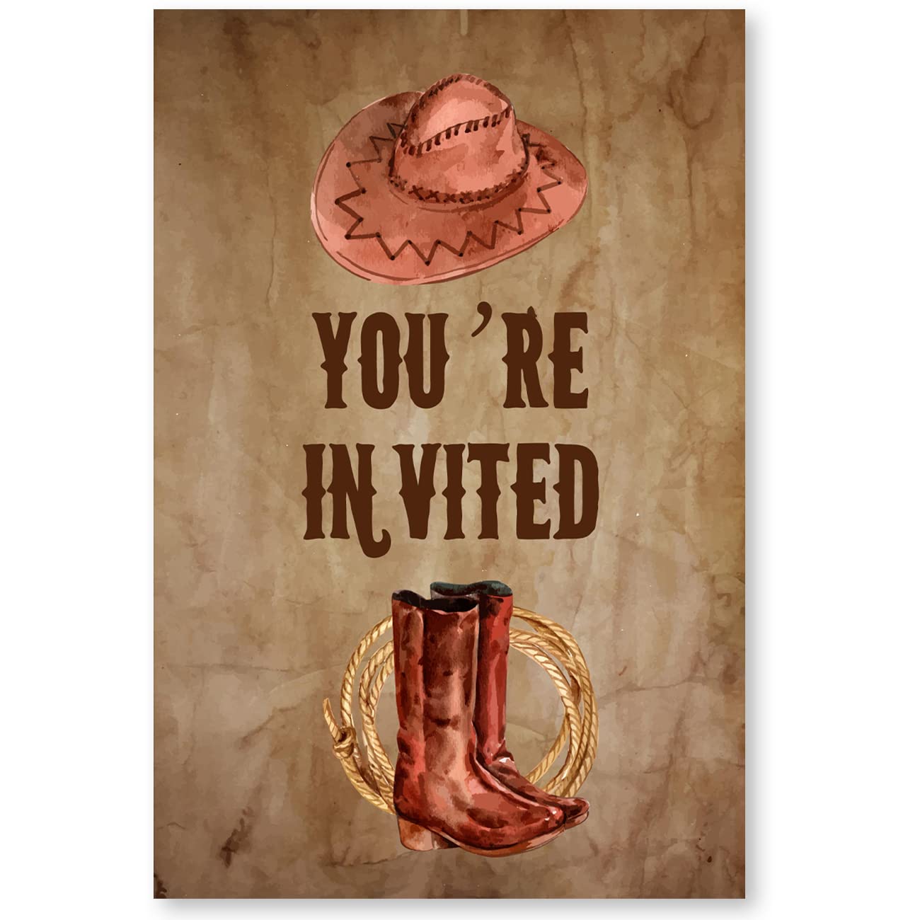 Retro Counrty Western Birthday Party Invitations with Envelopes Set of 20 Wild West Cowboy Birthday Party Invites for Men