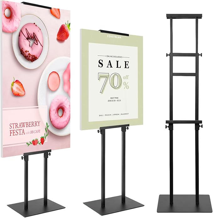 STANDNEE Poster Stand Heavy Duty Poster Board Stand, Double-Sided Poster Sign Stand Up to 83 inches, Adjustable Poster Hol...