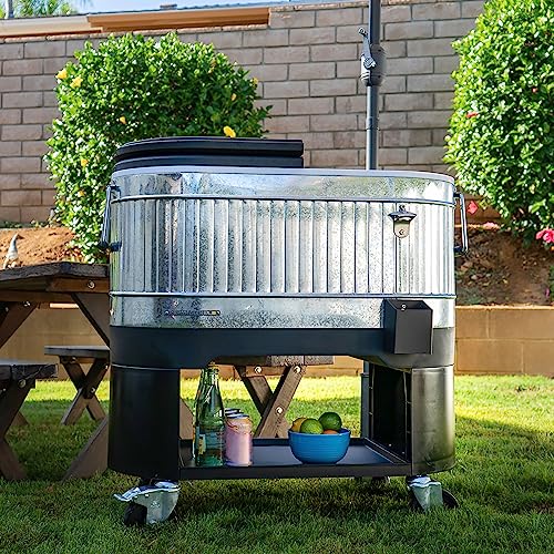 Permasteel Rolling Patio Cooler – Large Outdoor Ice Chest with Wheels, Beverage Cooler for Backyard, BBQ, Tailgate, Beach,...