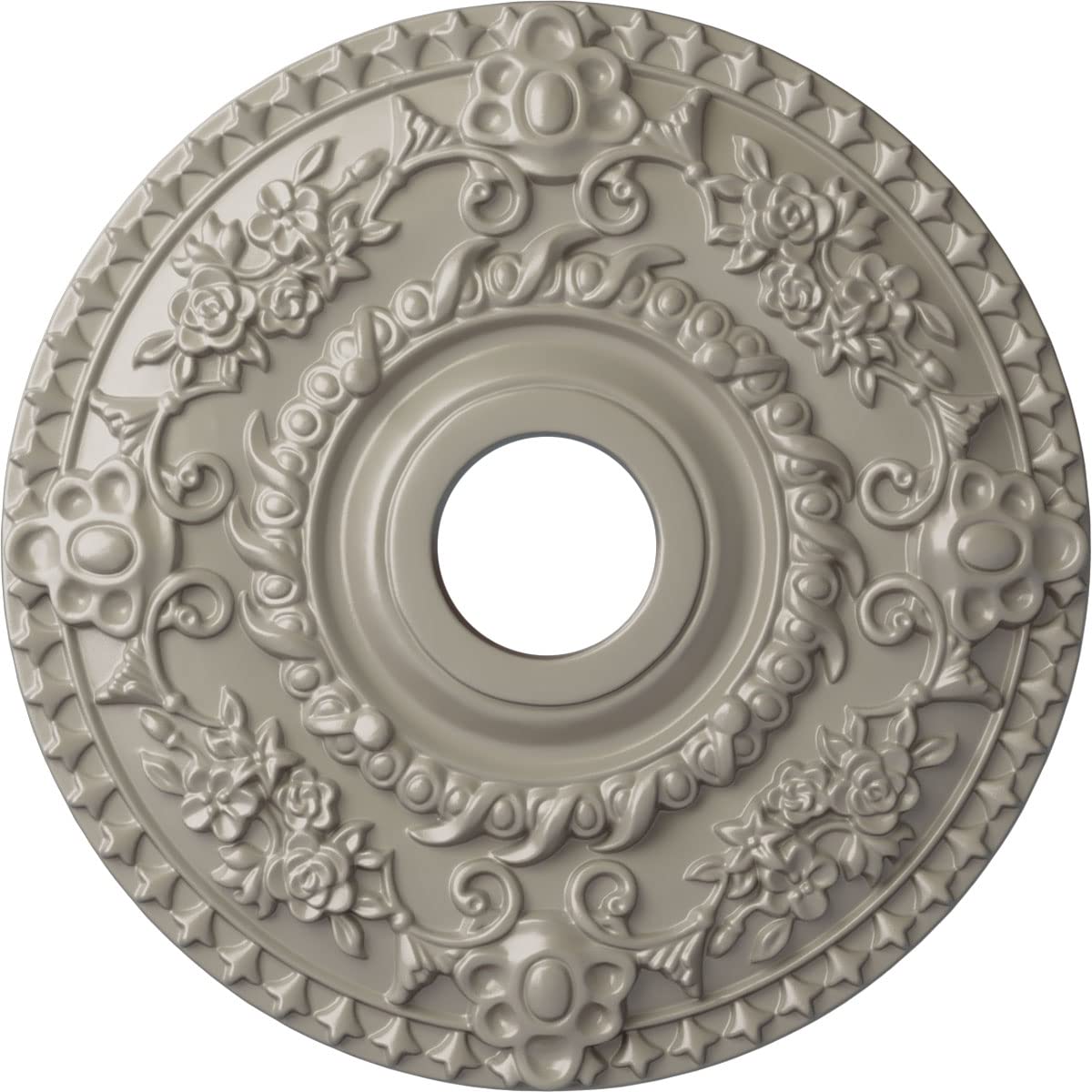 Ekena Millwork Cm18Ropws Rose Ceiling Medallion, Pearl White