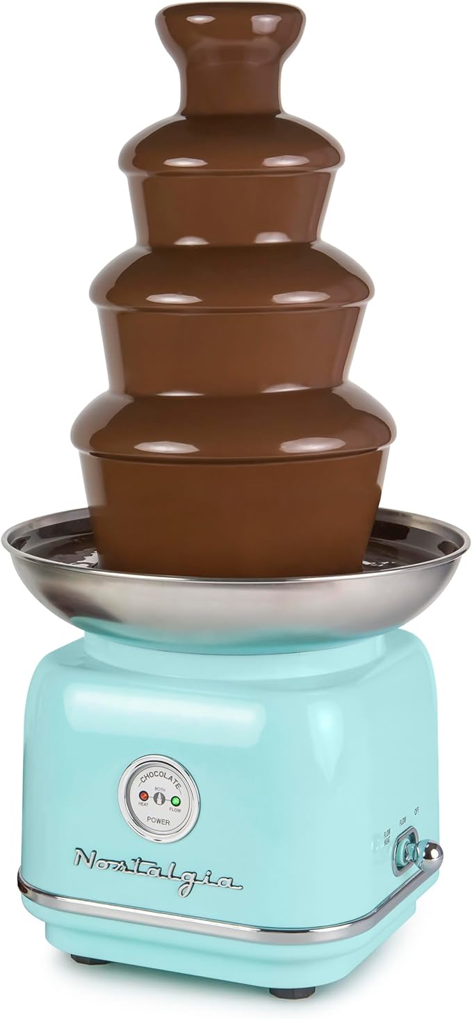 Nostalgia 4 Tier Electric Chocolate Fondue Fountain Machine for Parties - Melts Cheese, Queso, Candy, and Liqueur - Dip St...