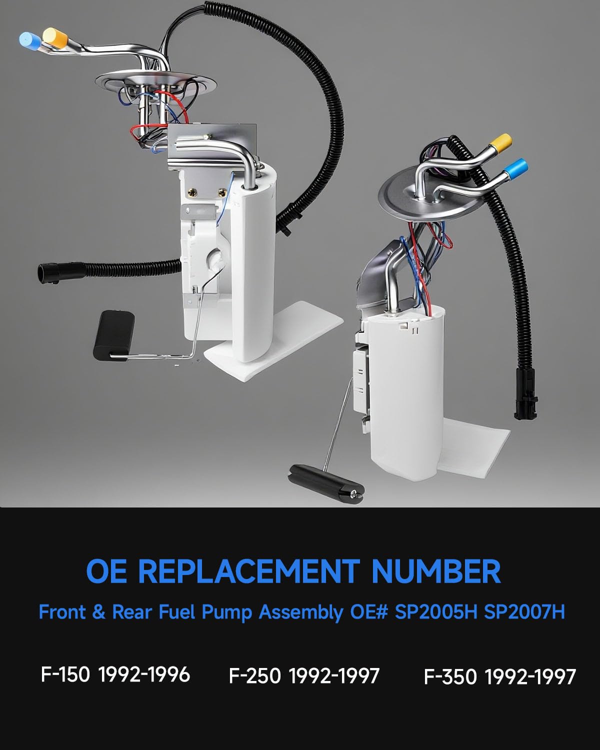 Front & Rear Fuel Pump Assembly - Compatible with Ford F-150 F-250 F-350 1992-1997 - Replacement for SP2005H 17 Gallon Midship Tank, SP2007H 18 Gallon Rear Tanks