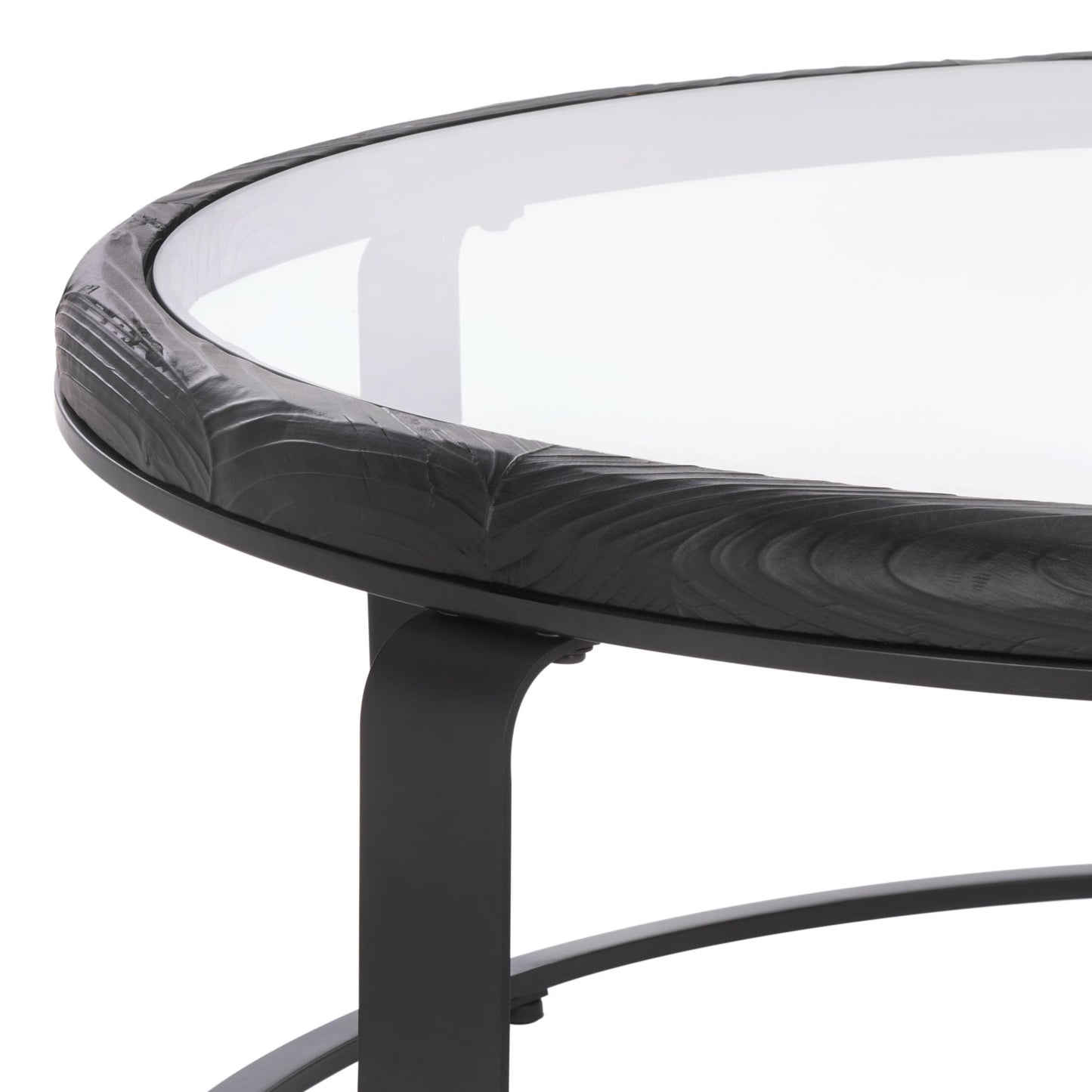 SAFAVIEH Couture Collection - Tyrese Black Metal Coffee Table, Round Clear Glass Top, Modern Minimalist Accent Table (SFV3005A)