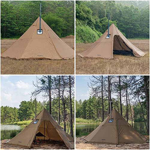 FireHiking Camping Hot Tent 4-8 Person Tipi Tent with Stove Jack for Bushcraft, Cooking and Heating