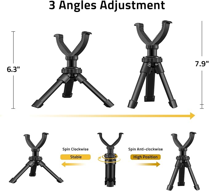 CVLIFE Shooting Rest Tripod - Adjustable Height, 360 Degree Rotation, V Yoke Stand - Portable Rifle Rest for Target Shooting, Hunting and Outdoor Activities