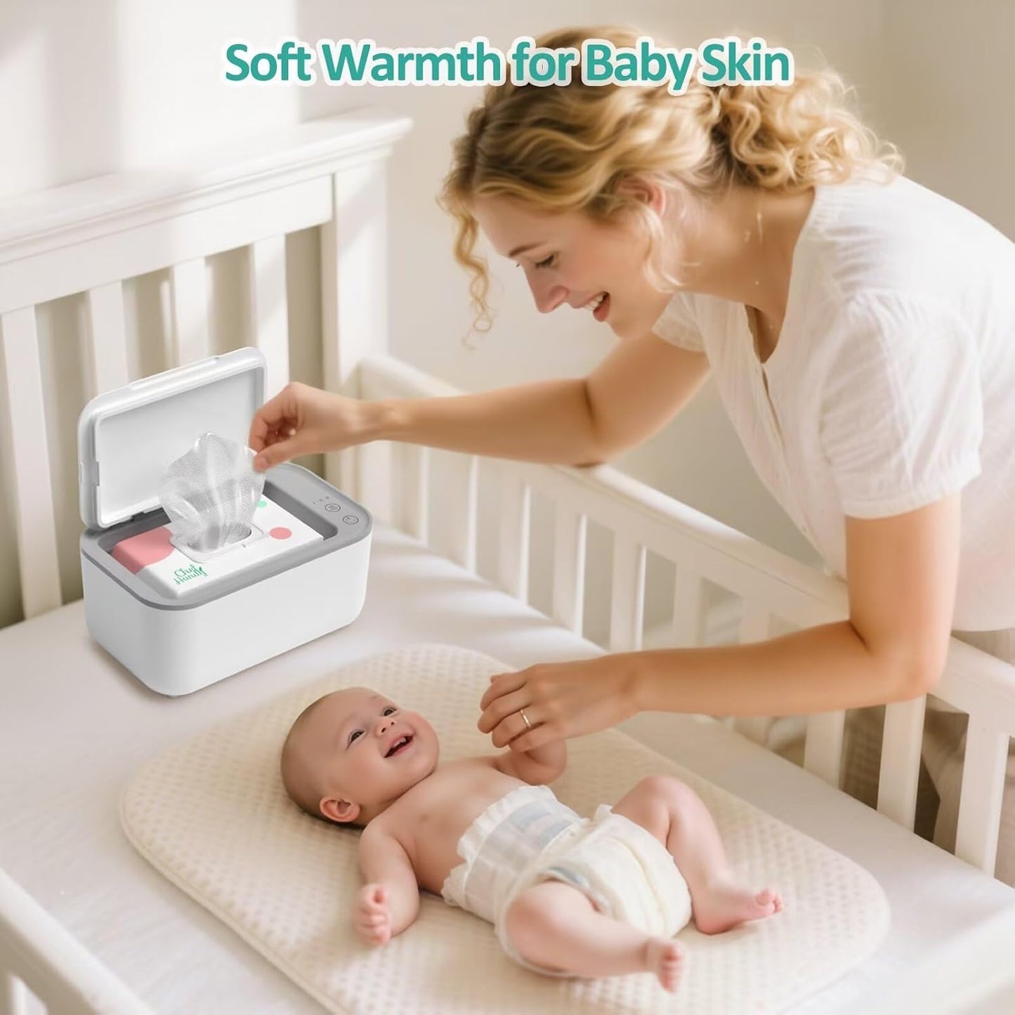 Baby Wipe Warmer, Wipe Warmer and Baby Wet Wipes Dispenser, Smart Precise Temperature Control Large Capacity Evenly Overall Heating Silence, Wipes Warmer for Babies Portable Wipe Warmer (White)