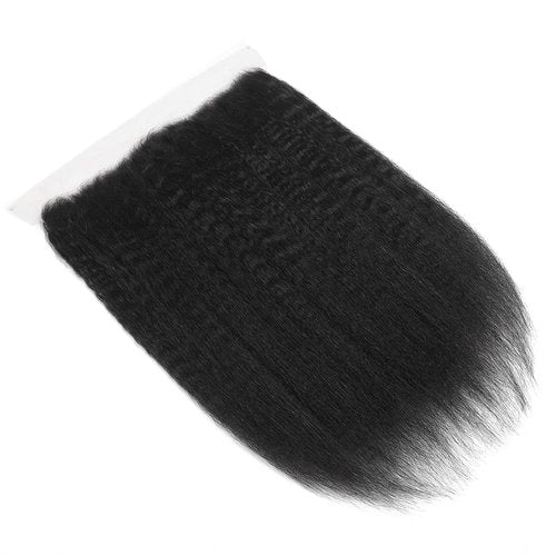Kinky Straight 13x4 Ear To Ear HD Lace Frontal Closure 20 Inch 12A Brazilian Kinky Straight Human Hair Transparent Frontal Closure 150% Density Natural Hairline Pre Plucked
