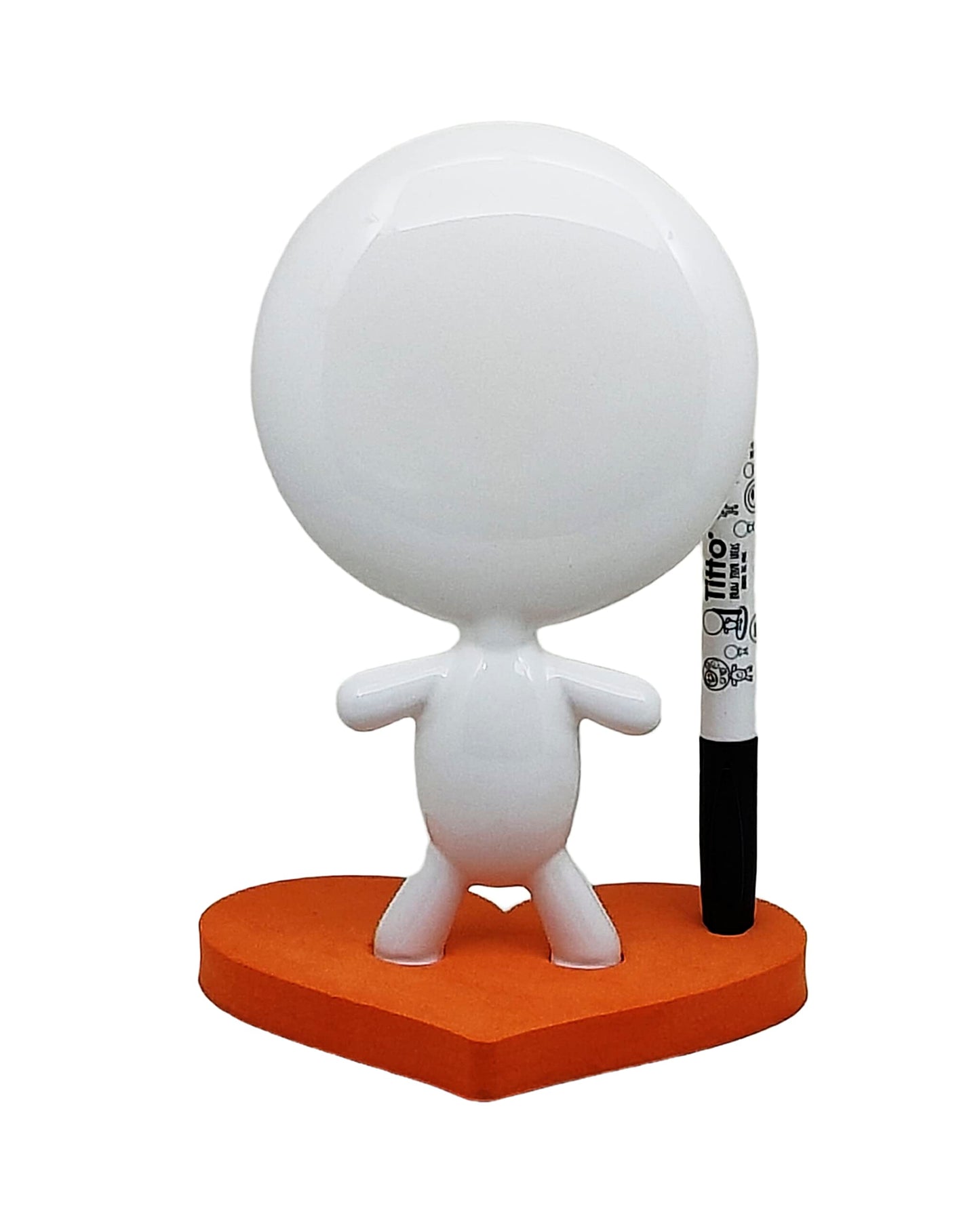 Estudio MW TITTO in Love, Draw Your Ideas - Back to School Gadgets Desk Gifts - Small Desktop Whiteboard Dry Erase - Ceramic Doll - Orange Office - Create Funny Faces (Orange)
