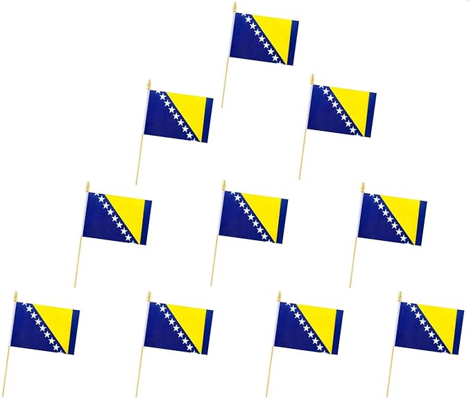 10 Pack Bosnia and Herzegovina Flags -BA Handheld Flag- 5x8 in,Bosnia Mini Flag. Suitable For Party Decorations, Store Dis...
