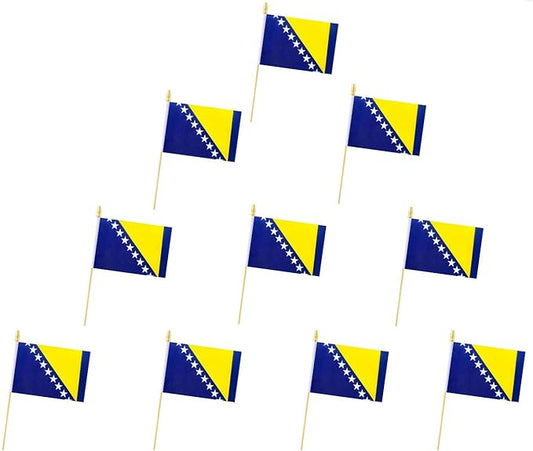 10 Pack Bosnia and Herzegovina Flags -BA Handheld Flag- 5x8 in,Bosnia Mini Flag. Suitable For Party Decorations, Store Dis...