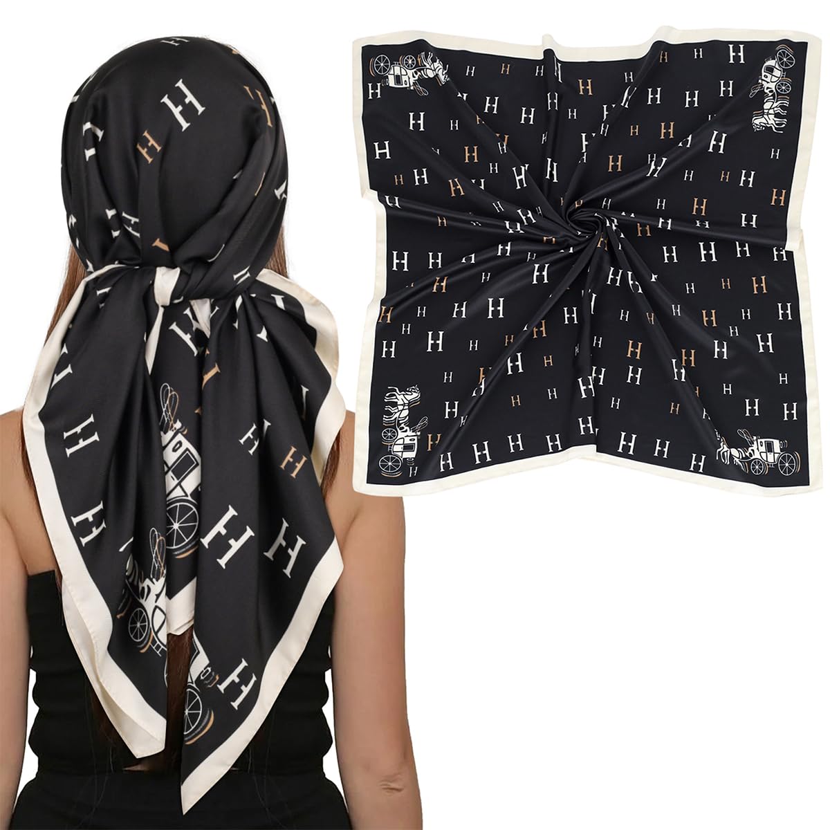 EXTREE Women's 35 inch Fashion Headscarf Silk Satin Scarf for Hair Wrapping at Night Bandana Square Scarf for Sleeping