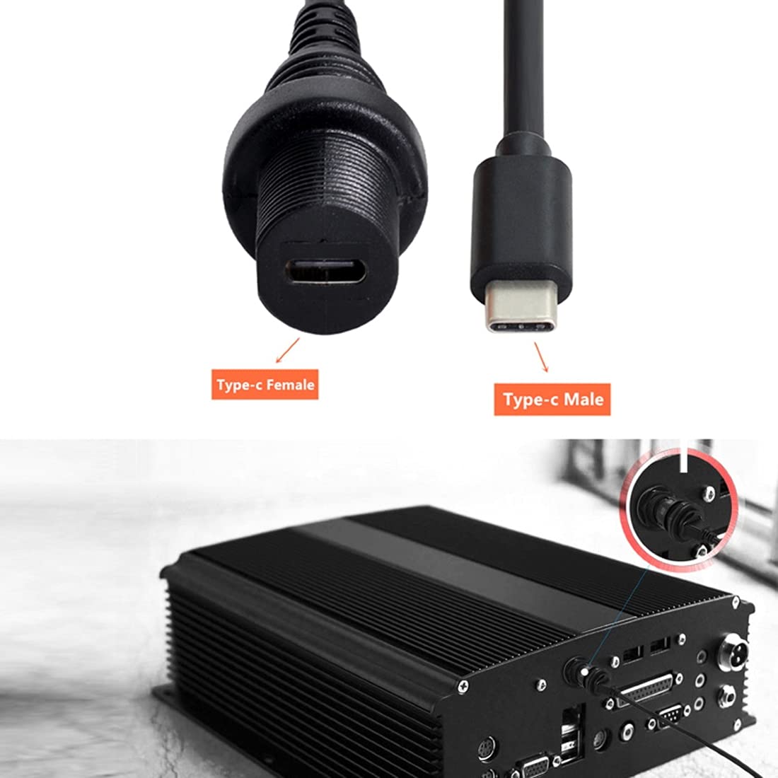 Chenyang Usb 3.1 Gen 2 10Gbps Flush Mount Usb C Male To Female Extension Cable For Car Dashboard Panel Mount Waterproof Dustproo