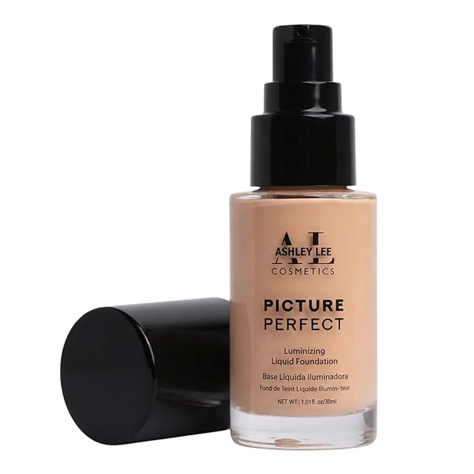 Ashley Lee Picture Perfect Luminizing Liquid Foundation – Lightweight Buildable Coverage, Natural Radiant Finish, Long-Lasting, Smooth Blend, Cruelty-Free, Glass Bottle (9. Cashmere)