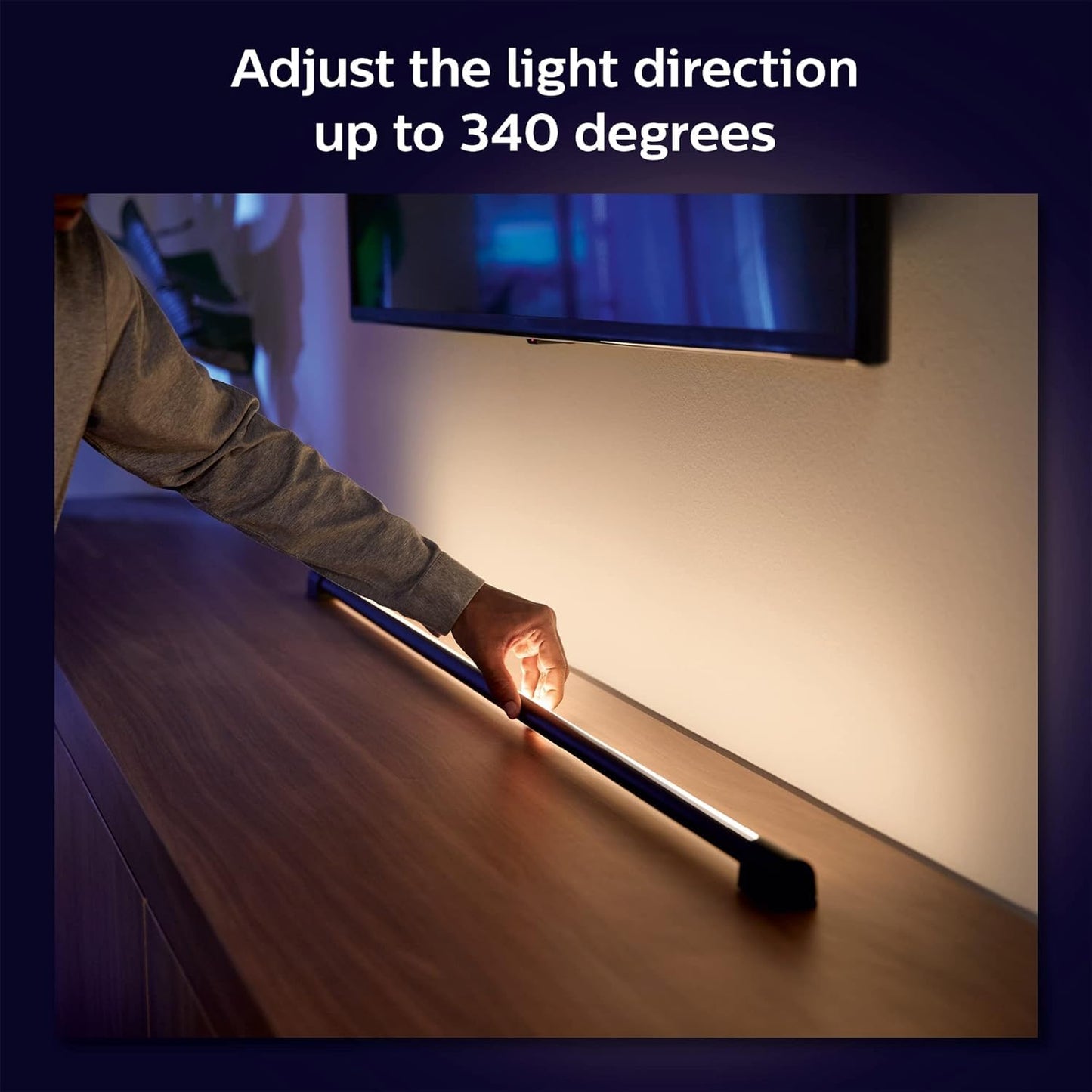 Philips Hue Large Smart Light Tube, Black - White and Color Ambiance LED Color-Changing Light - 1 Pack - Sync with TV, Music, and Gaming - Requires Bridge and Sync Box - Control with App or Voice