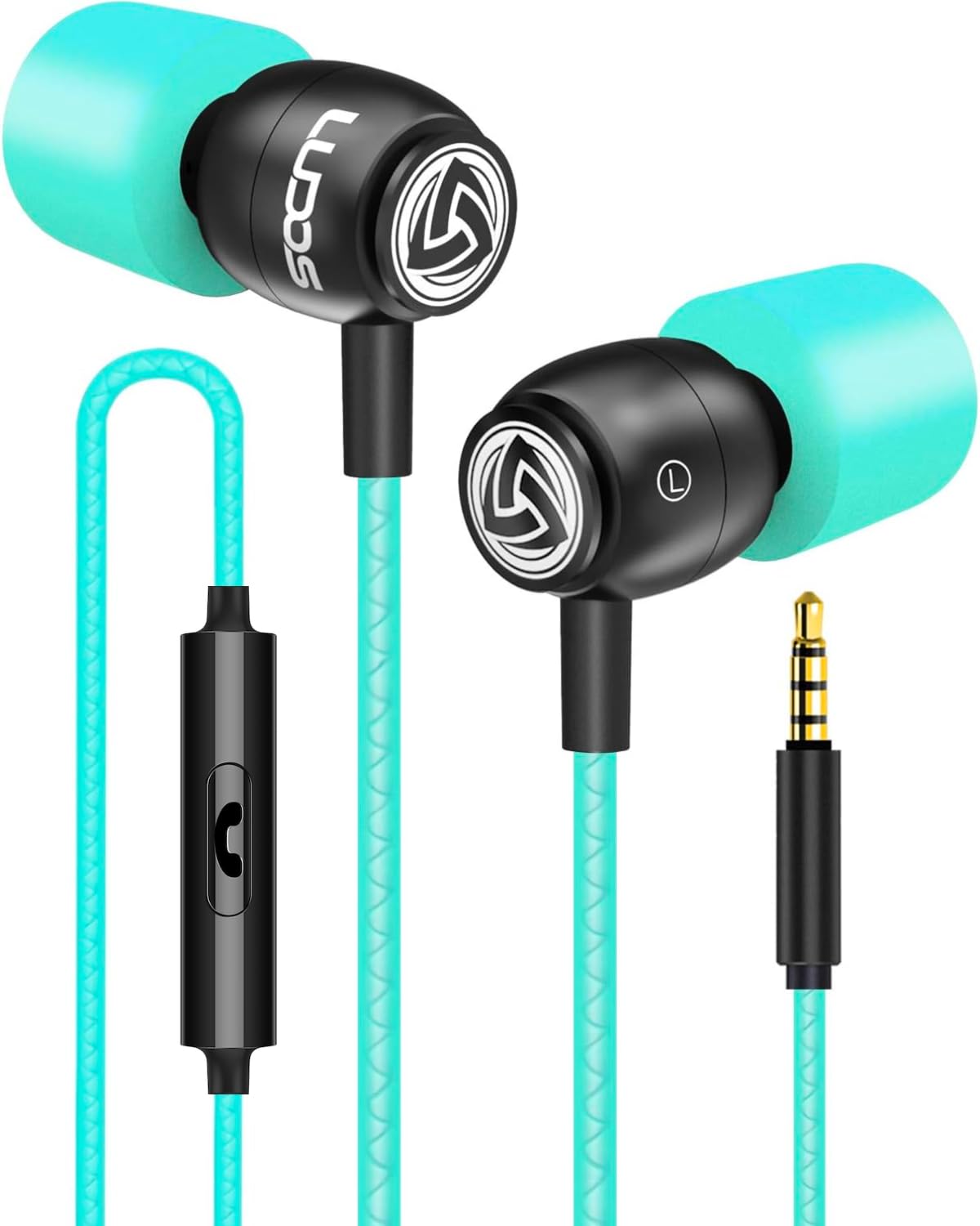 Ludos Clamor Wired Earbuds In-Ear Headphones, 5 Years Warranty, Earphones With Mic, Noise Isolating Ear Buds, Memory Foam For Ip