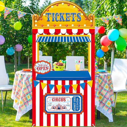 Carnival Circus Party Decorations Carnival Ticket Booth Circus Theme Photo Booth Props Backdrop Fabric Photo Birthday Bann...