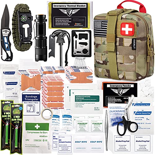 EVERLIT 250 Pieces Survival First Aid Kit IFAK EMT Molle Pouch Survival Kit Outdoor Gear Emergency Kits Trauma Bag for Cam...