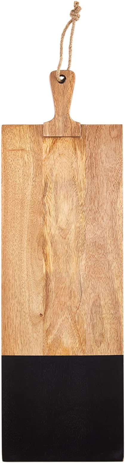 Mud Pie Long Black Wooden Serving Board, Block, 26" x 8"