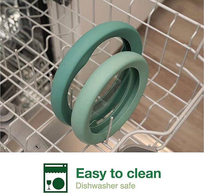 Food Huggers Replacement Lids for Glass Storage Containers | Silicone & Glass Lids that Don’t Crack | Fits Most Round Container Brands & Bowls | 100% Plastic Free | 1 Lid (Medium), Gradual Green
