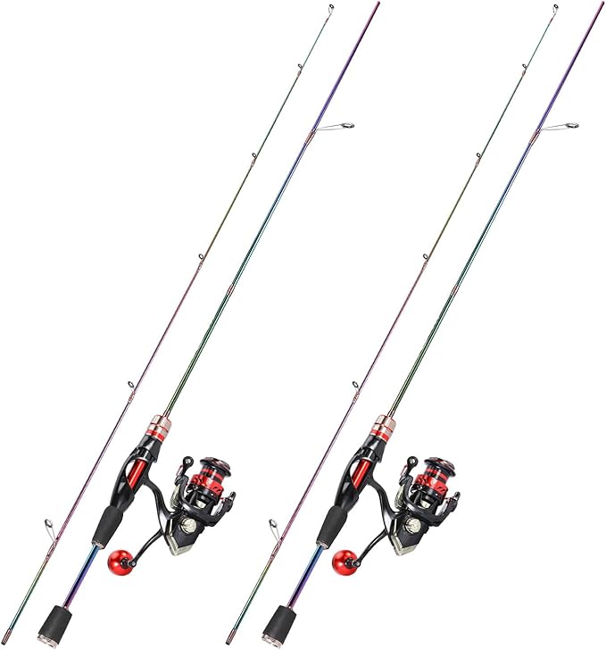 Sougayilang Spinning Fishing Rod and Reel Combo, 2-Piece 5-Foot 6-Inch Ultralight Graphite Rod, Ultra Smooth Aluminum Spin...