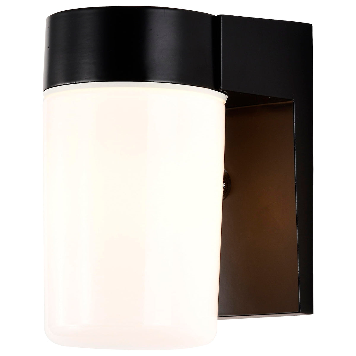 Nuvo Lighting SF77/137 Utility Fixture Die Cast Aluminum Durable Outdoor Wall Mount Porch and Patio Light with White Glass Cylinder, Black