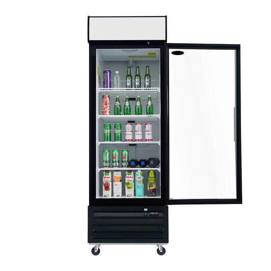 19.3 Cu.ft Commercial Refrigerators Glass Door Display Beverage Refrigerators Commercial with Adjustable Reinforced Shelves and Defrost System,LED Light,for Restaurant Grocery Stores Home,Black