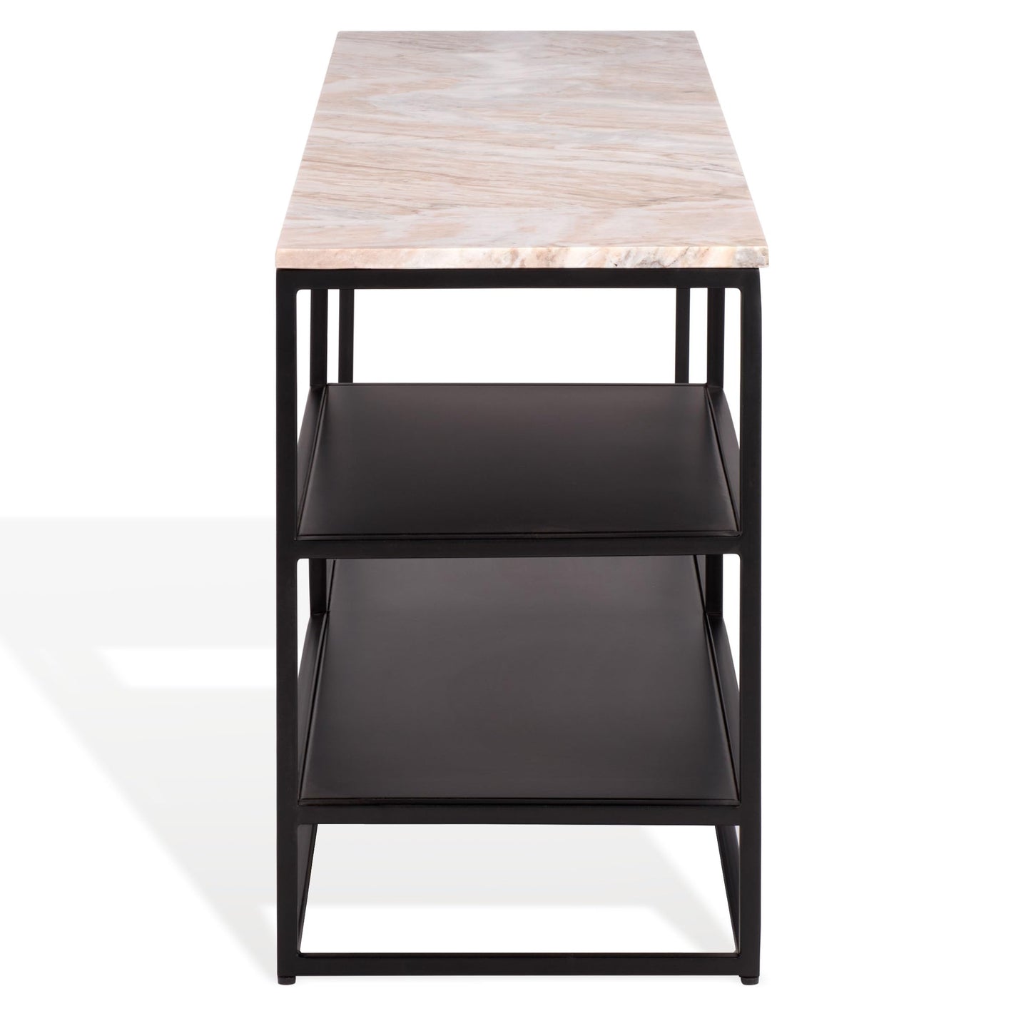 SAFAVIEH Couture Collection - Macklyn Marble Top Console Table with 2 Shelves, Light Brown & Black, Modern Storage Accent (SFV5770A)