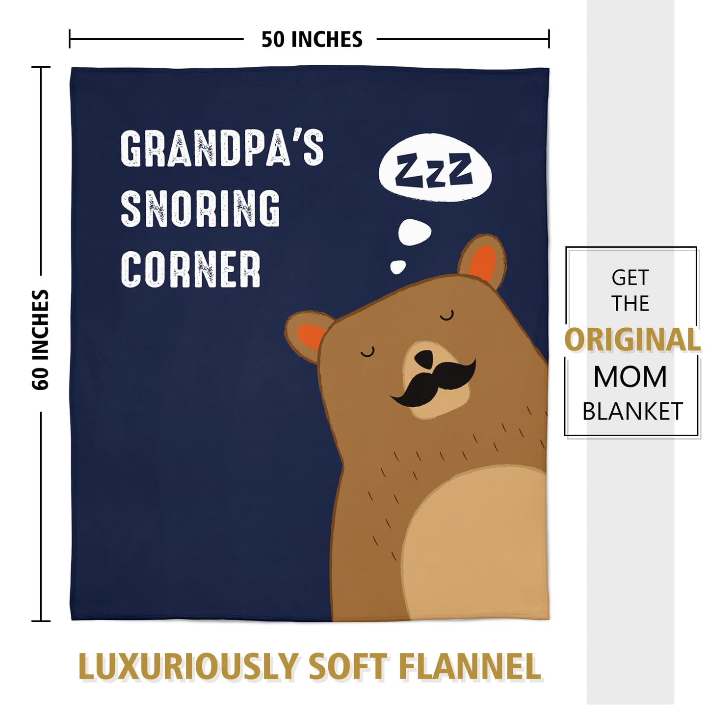 Niyewsor Grandpa Gifts, Grandparents Day Gifts for Grandpa, Birthday Gift for Grandfather, Grandpa's Snoring Corner Blanket, Gift for Grandfather from Granddaughter, Grandkids, 60"x50"