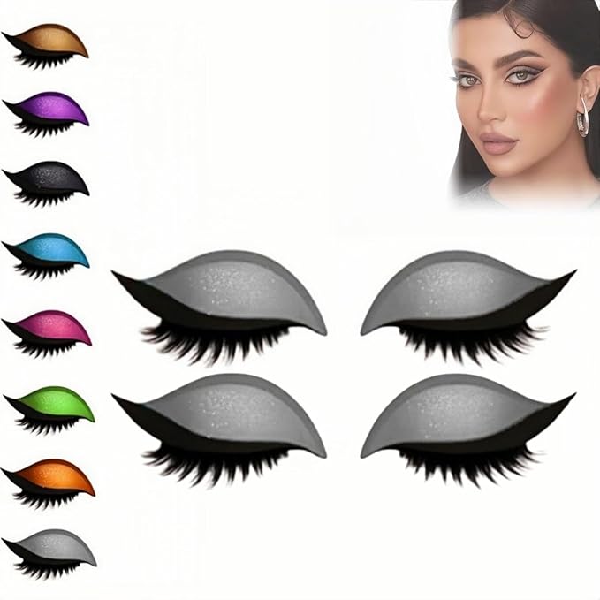 Lazy Eye Shadow Eyelash Patch, 2-In-1 Self-Adhesive Natural Waterproof Eyelashes Stickers,Reusable Fast Eye Makeup with False Lashes,Shadow, No-Mascara Look for Party, Prom