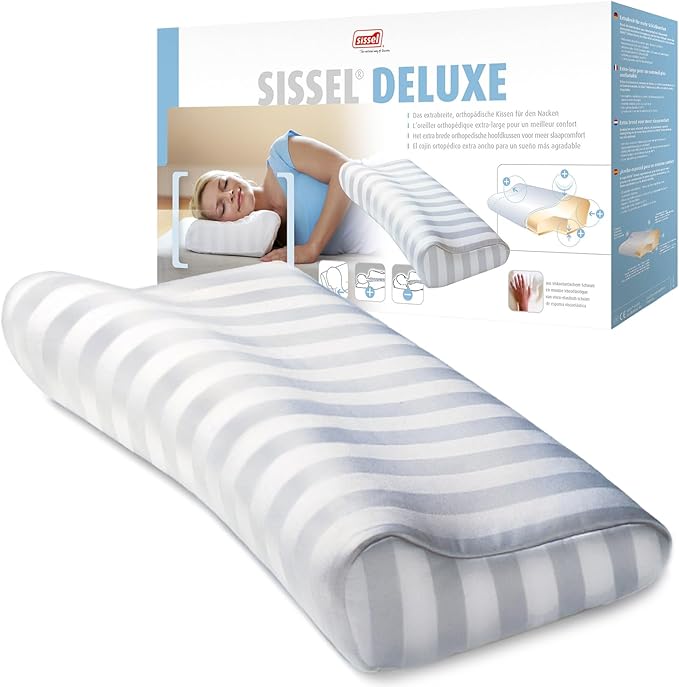 SISSEL Soft Deluxe Neck Pillow | Washable Satin Cover at 104�F | Viscoelastic Foam | Extra Wide & Height Adjustable | Optimal Sleeping Comfort | Made in Sweden | 24.8 x 13 inches | 5-Year Warranty