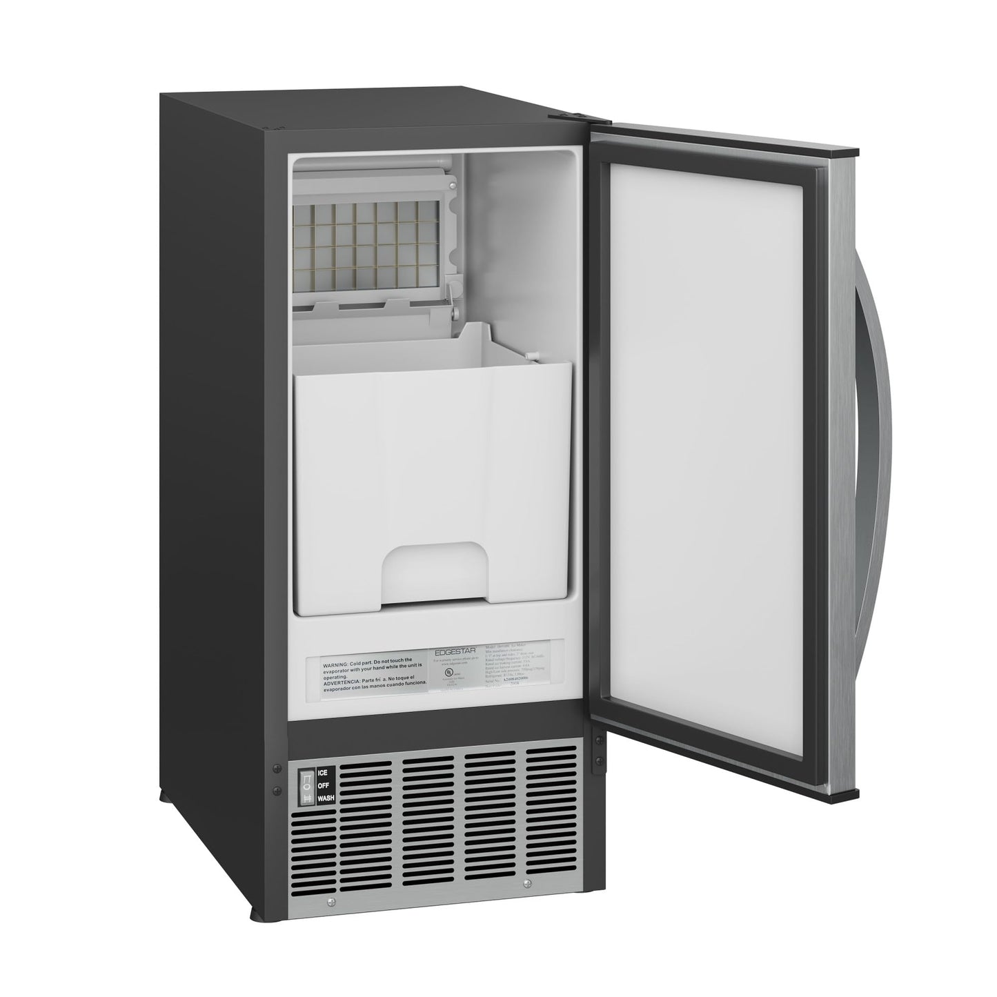 EdgeStar IB450BL 50 Lb. 15 Inch Wide Undercounter Clear Ice Maker - Black Stainless Steel