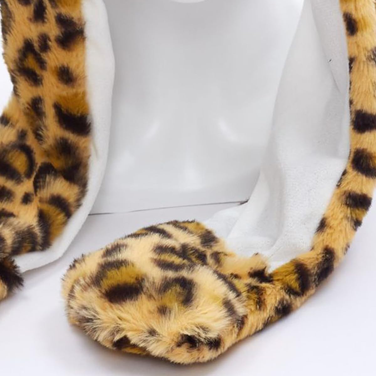 Ear Moving Jumping Hats Animal Plush Earflaps Movable dancing Ear Hat Cap for Halloween Easter Christmas Novelty Party(Leopard)