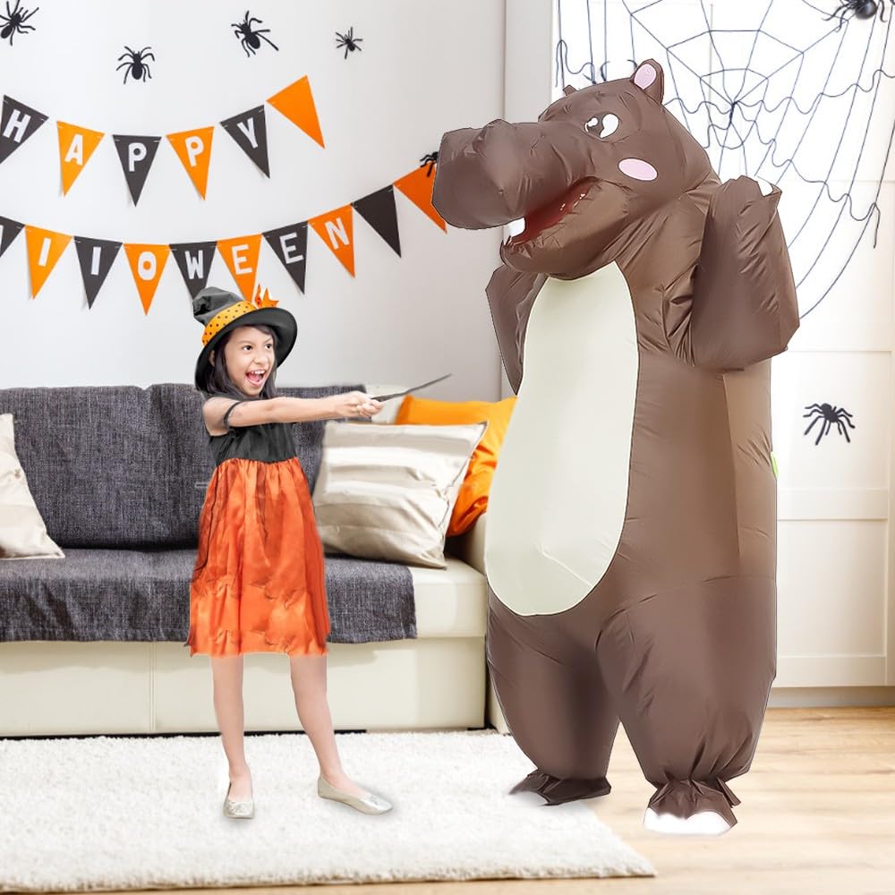 Rysotowy Inflatable Hippo Costume for Adult Funny Blow up Halloween Costume Inflatable Animal Mascot Suits Costume