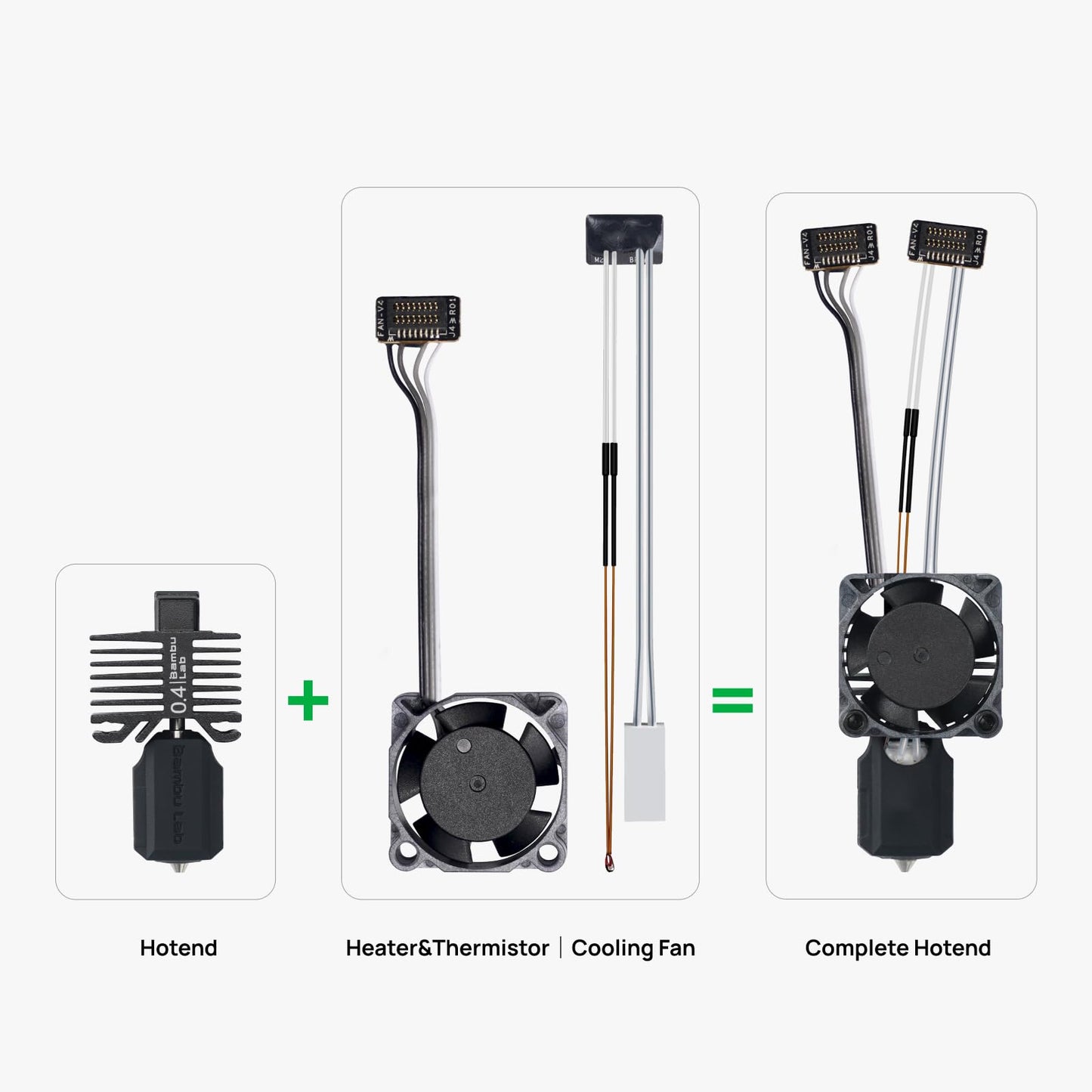 Bamboo LAB Hardened Steel Complete Hotend Kits Set with Fan for Bambu LAB P1,P1P,P1S 3D Printer 0.4MM