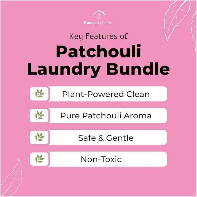 Patchouli Laundry Detergent and Scent Booster Bundle, 32 oz Detergent, 16 oz Booster, Natural Laundry Set, Eco-friendly, Patchouli Essential Oil Scented, Made in the USA