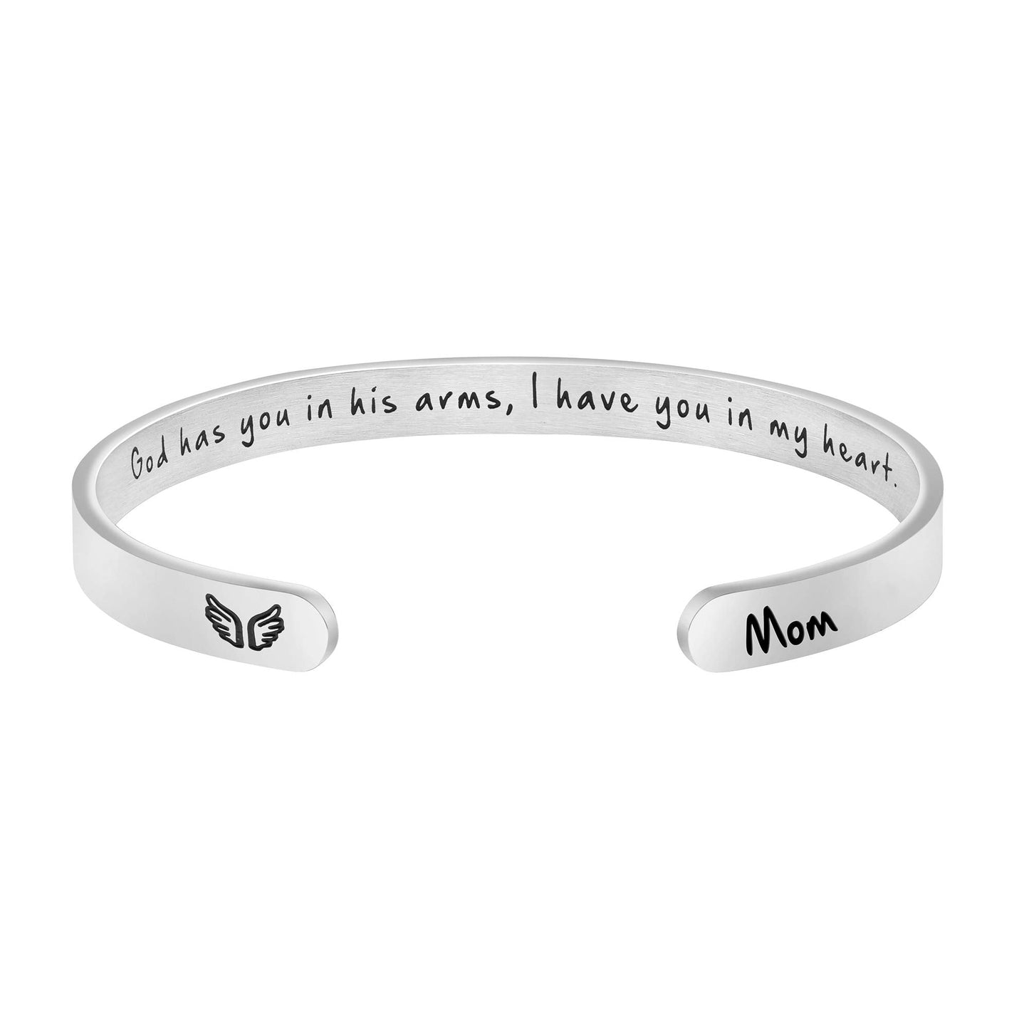 JoycuFF Memorial Gifts for Loss of Mom Sympathy Jewelry for Women Remembrance Bracelet God Has You in His Arm Secret Message Cuf