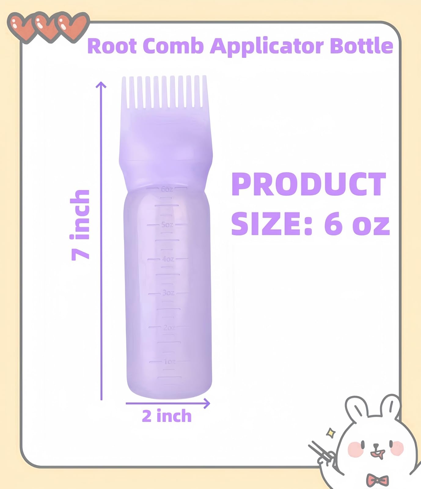 FXSPLCZ 2 Pack Root Comb Applicator Bottle Oil Applicator for Hair Dye Hair Oiling Bottle with Graduated Scale, 6 Ounce (Purple