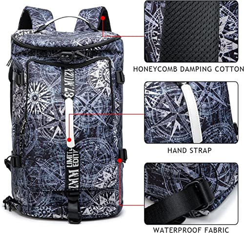 FUNYAGO Gym Duffle Bag Waterproof black Laptop Backpack Suitable for Hiking, Fishing, Travel 40L Large Capacity Trendy Coo...