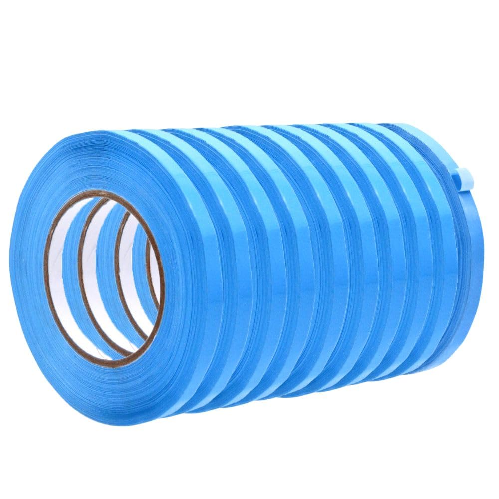 WOD Light Blue 10 Pack Poly Bag Sealer Tape - 3/8 inch x 180 yds. for Color Coding Age of Perishables, Food Storage, Pack,Aging and Sealing Meat, Candy, or Gifts BSTC22PVC