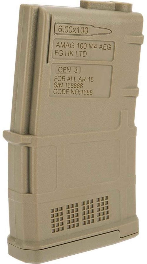 Evike Airsoft - ARES AMAG 100rd Mid-Cap Mag for M4 Airsoft AEGs (Color: Dark Earth / 5 Pack)