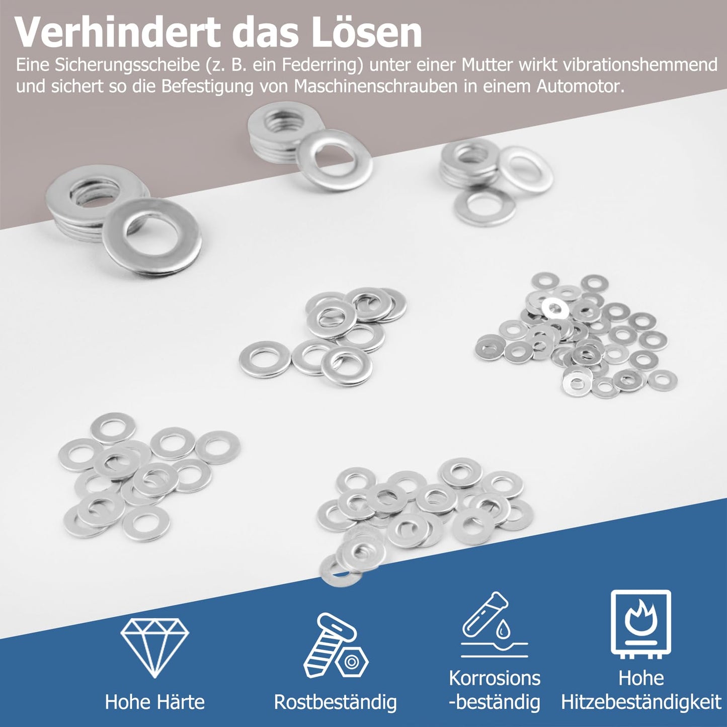 Kviceo Stainless Steel Flat Washers Assortment, 18-8 (304) Stainless Steel Metric Washers, 547-Piece Set (M3, M4, M5, M6, M8, M10, M12) with Plastic Storage Case