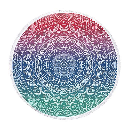 Oversize Round Mandala Beach Towel Blanket, Circle Microfiber Bohemian Boho Quick Dry Super Water Absorbent Towel, Hippy G...