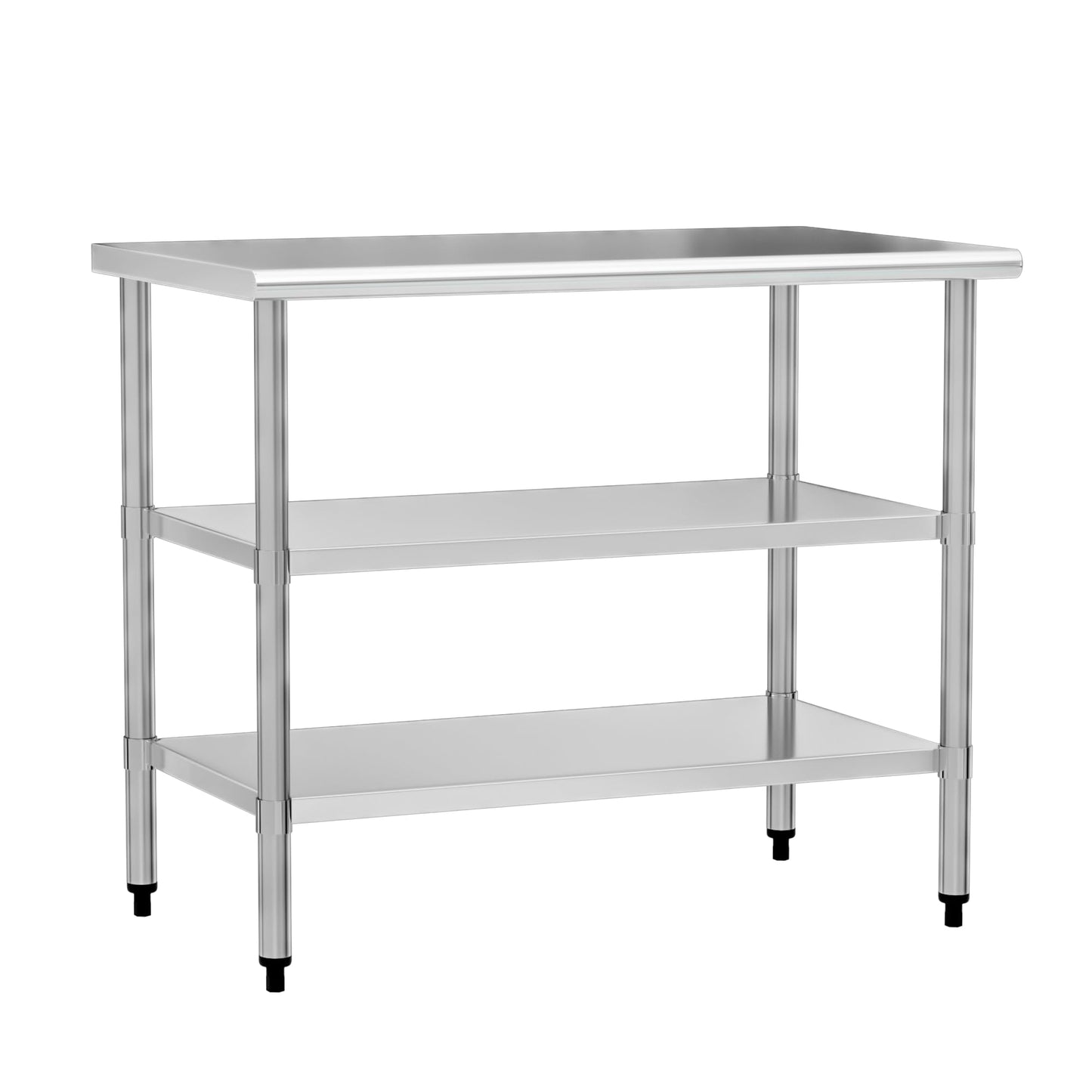 Stainless Steel Work Table 24 x 48 Inch with 2 Adjustable Undershelves, Heavy-Duty Metal Prep Table for Commercial Kitchen & Restaurant, Garage, Outdoor