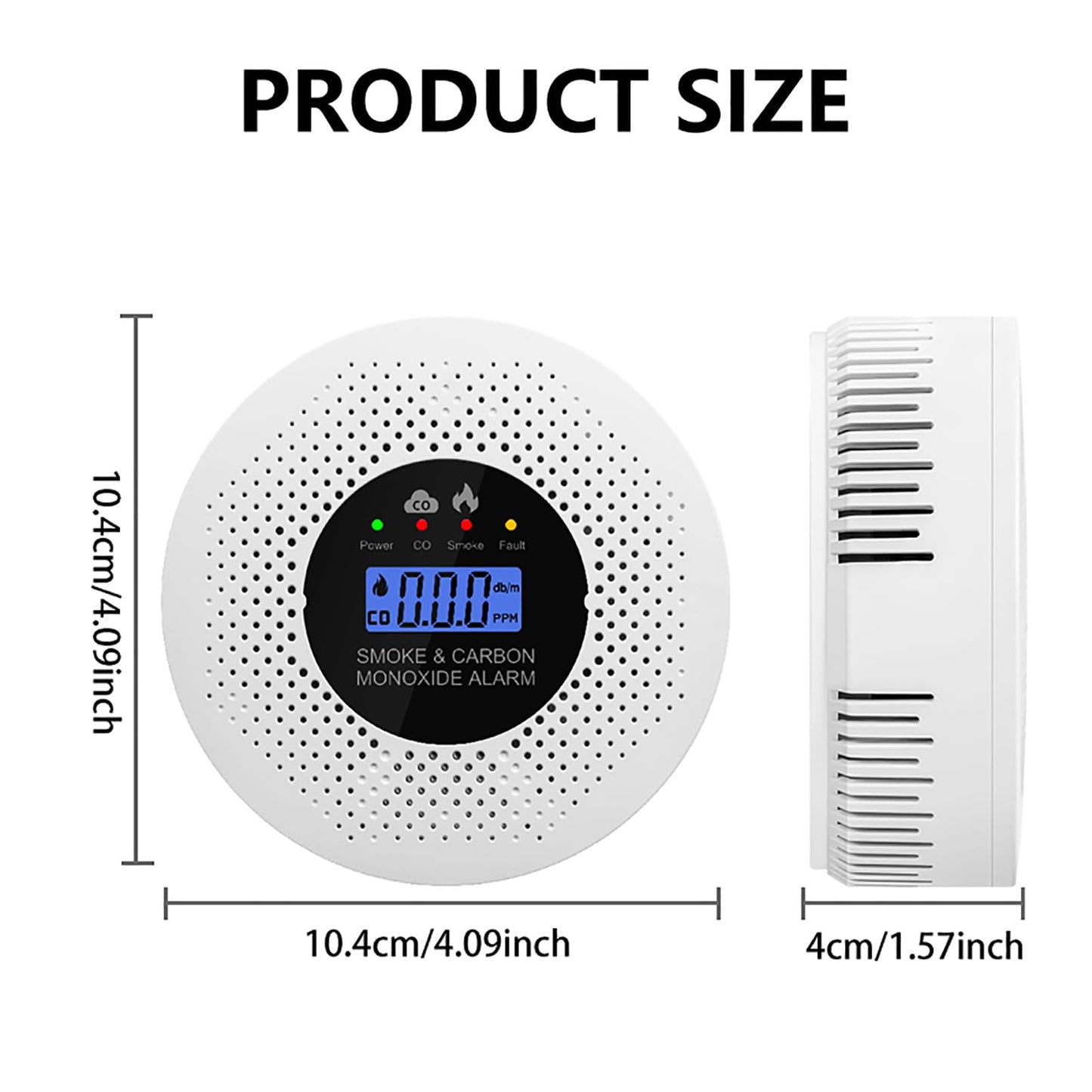 Smoke Detector Carbon Monoxide Gas Alarm, Fire Carbon Monoxide (CO) Detector 2 in 1 with Digital Display and Sound Light Alarm, Portable Battery Operated Suitable for Bedroom Kitchen or Travel