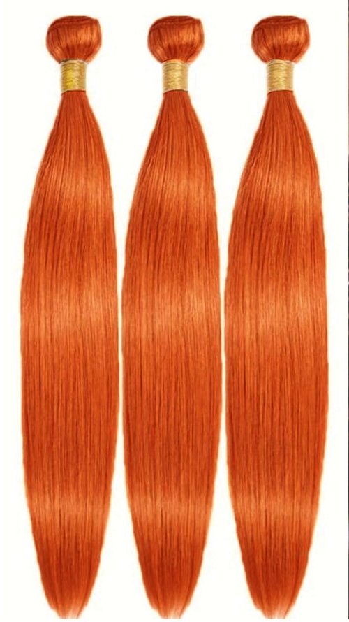 Giginger Bundles Human Hair 18 20 22 inch Orange Straight Bundles 350 Color Human Hair Unprocessed Quick Weave Soft Sewn In Hair Extensions for Black Women