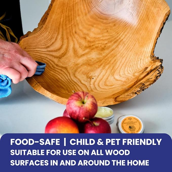 Premium Food-Safe Beeswax Wood Polish & Furniture Wax – Hand Poured Wood Conditioner | Eco-Friendly & Non-Toxic | Protects & Restores All Wood: Furniture, Toys, Cutting Boards, Ornaments (1 Fl Oz)